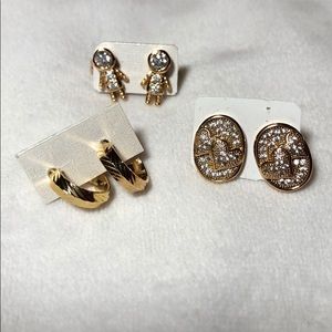 Lot of 3 stud earrings gold filled
